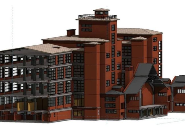 BIM модель заводского здания Красное знамя